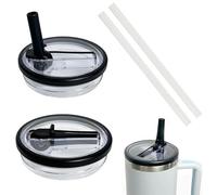peiqiup Couvercles de Remplacement 40oz (2 Pcs), couvercles de Tasse réutilisables Anti-Fuite et Anti-poussière avec Paille, Reusable Tumbler Cover, pour Accessoires Stanley Cup, Noir