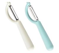 peiqiup Éplucheur Universel (2 Pcs), Éplucheur pivotant en Acier Inoxydable, Couteau Cuisine avec Lame Tranchante pour Légumes Fruits, Blanc & Bleu