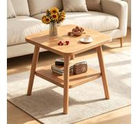 PEIVYRBCGA Table Carrée 2 Étagères Bois Imperméable Pieds Massifs 6 Tailles | Table de Nuit Carrée avec Étagère pour Salon Chambre(B,60x50cm/23.6x19.7in)