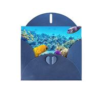 PEIXEN Carte de félicitations avec enveloppes décoratives vierges - Carte de vœux avec coraux et poissons de mer - 10,2 x 15,2 cm - Cartes de remerciement amusantes pour toutes les occasions