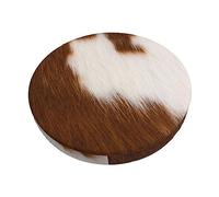 PEIXEN Housses de tabouret rondes en cuir de vache rouge et marron, 33 cm, doux, lavable et anti-poussière