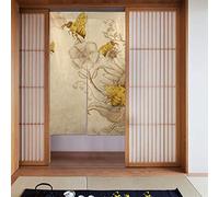 PEIXEN Noren Rideau japonais Motif abeilles et fleurs sauvages