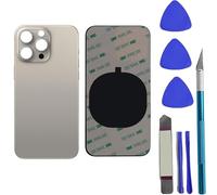 Peixiong 15 Pro Verre arrière de rechange pour iPhone 15 Pro avec adhésif pré-installé + kit d'outils de réparation (titane naturel)