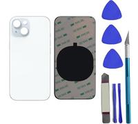 Peixiong Lot de 15 coques arrière de rechange pour iPhone 15 avec adhésif pré-installé + kit d'outils de réparation (bleu)