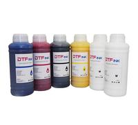 PEIXU Encre pour Imprimante DTF,Encre DTF,Rouge Jaune Bleu Noir Blanc,CMYKWW,Couleur Magnifique,Set de 6 Bouteilles,6 * 1000ML