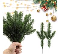peiyee Branches de Sapin Artificielles 50 Pièces, Fausses Branches de Pin À Trois Pointes 26 cm, Vert Sapin Branche de Pin Artificielles pour Décoration d'Appartements, Jardins et de Couronnes de Noël
