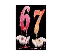 peiyeety 67 Six Seven 6 7 Décoration murale vintage en métal pour la Saint-Valentin, cadeau d'encouragement pour femmes, bureau, chambre, salon, cafés, 20 x 30 cm