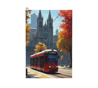 peiyeety Accessoires de Golf pour Hommes et Femmes, Serviette de Golf n° 3 à Motif Ville de Dessin animé avec Mousqueton, en Microfibre gaufrée, 40 x 60 cm.