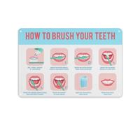 peiyeety Affiche décorative pour cabinet dentaire : conseils d’hygiène bucco-dentaire, comment bien se brosser les dents, impression esthétique sur métal, format 20 x 30 cm.