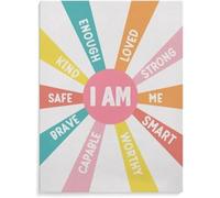 peiyeety Affiche murale en métal avec affirmations positives, style thérapeute, encadrée, « Je suis », 20 x 30 cm (8 x 12 pouces), décoration moderne pour chambre familiale.