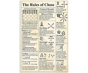 peiyeety Affiche vintage « Connaissances sur les échecs » : la règle des échecs, plaque en métal et aluminium, décoration murale, 15,2 x 20,3 cm