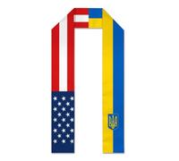 peiyeety Amérique Ukraine Ukrainiens Drapeau 0Écharpe en satin pour diplômé international 72 Écharpe de remise de diplôme pour étudiant à l'étranger Cadeaux de félicitations