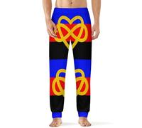 peiyeety Bas de pyjama pour homme avec drapeau polyamoureux et cœur infini, pantalon doux et confortable pour dormir