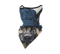 peiyeety Berger allemand portant un bonnet bleu en tricot, cache-cou réutilisable, bandana, cagoule respirante d'extérieur