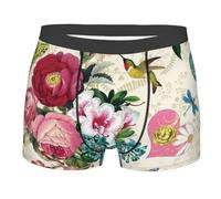Peiyeety Bird Butterfly Rose Boxer pour Homme Respirant, Doux, léger et Extensible, sous-vêtements pour Homme XXL