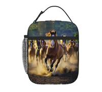 peiyeety Boîte à lunch réutilisable et isotherme avec motif de chevaux au galop, motif champ de blé doré vibrant, étanche, portable, pour pique-nique, bureau, randonnée, pêche
