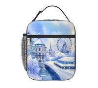 peiyeety Boîte à lunch réutilisable et isotherme, motif grande roue d'hiver, monde des contes de fées, étanche, portable, pour pique-nique, bureau, randonnée, pêche