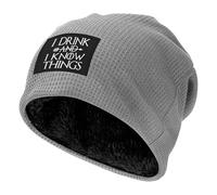 peiyeety Bonnet tricoté « Je Bois et Je Sais des Choses », Chaud et doublé Polaire, pour Hommes et Femmes.