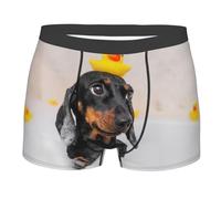 peiyeety Boxer pour Homme avec Motif Teckel Assis dans la Baignoire, Respirant, Doux et léger, Extensible, sous-vêtements pour Homme L