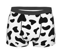 Peiyeety Boxer pour Homme imprimé Vache Noir et Blanc Boxer de Sport Extensible imprimé Vache Noir et Blanc avec Pochette de Soutien sous-vêtements Boxer avec Large Ceinture L