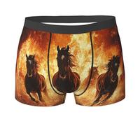 peiyeety Boxer pour Homme - sous-vêtement Amusant et Fantaisie - Motif Chevaux, feu, Flammes, feu