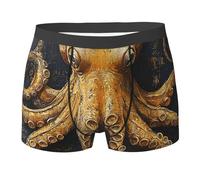 peiyeety Boxer pour Homme, sous-vêtement Respirant, Doux et Extensible, Motif Poulpe doré Antique