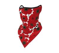 peiyeety Cache-cou bandana réutilisable blanc à motif floral rouge, cagoule respirante d'extérieur