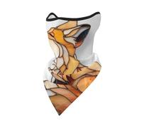 peiyeety Cache-cou/bandana réutilisable en vitrail avec renard et papillon, cagoule respirante d'extérieur