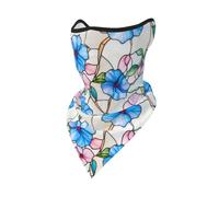 peiyeety Cagoule réutilisable bandana cache-cou respirante à motif de fleurs bleues et roses en vitrail