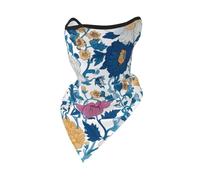 peiyeety Cagoule réutilisable vintage britannique à fleurs roses, blanches et bleues, bandana, cache-cou, cagoule respirante d'extérieur