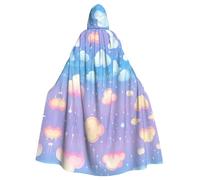peiyeety Cape à capuche adulte Halloween AAA motif nuages arc-en-ciel et gouttes de pluie, très grande taille, avec nœud papillon