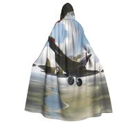 peiyeety Cape à capuche pour adulte avec imprimés d'avions de la Seconde Guerre mondiale pour Halloween, pour fêtes costumées et événements cosplay