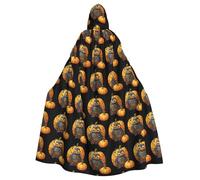 peiyeety Cape à capuche pour adulte, motif hibou, toile d'araignée et citrouille, pour les fêtes costumées d'Halloween et plus encore