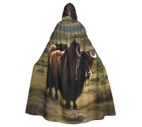 peiyeety Cape à capuche pour adulte, motif yak des hautes terres, idéale pour les fêtes costumées d'Halloween et plus encore