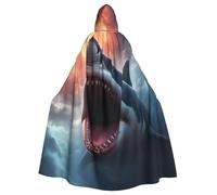 peiyeety Cape à capuche unisexe à motif d'attaque de requin dramatique pour Halloween, vampire, sorcière, cosplay, magicien