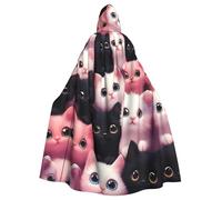 peiyeety Cape à capuche unisexe avec motif de portrait de groupe de chatons mignons pour Halloween, vampire, sorcière, cosplay, magicien