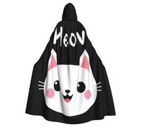 peiyeety Cape à capuche unisexe motif chat miaou pour Halloween, vampire, sorcière, cosplay, magicien
