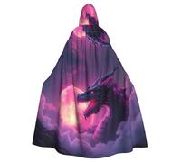 peiyeety Cape à capuche unisexe motif dragon mystique sous la lune pour Halloween, vampire, sorcière, cosplay, magicien