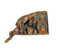 peiyeety Casquette de travail unisexe à motif patchwork éléphant d'Afrique, ajustable, respirante et absorbante, noire.