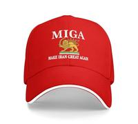 peiyeety Chapeau « Make Iran Great Again » Rouge, Drapeau Persan, Lion et Soleil, Style Vieil Iran.