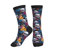 peiyeety Chaussettes à imprimé floral et tête de mort hawaïenne pour femmes et hommes, mignonnes, décontractées, athlétiques, esthétiques et amusantes