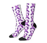 peiyeety Chaussettes à ruban violet de sensibilisation, chaussettes de sport décontractées et originales pour femmes et hommes