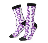 peiyeety Chaussettes à ruban violet de sensibilisation, chaussettes de sport décontractées et originales pour femmes et hommes