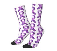 peiyeety Chaussettes à ruban violet de sensibilisation, chaussettes de sport décontractées et originales pour femmes et hommes