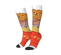 peiyeety Chaussettes amusantes Kawaii Chat Nouilles Ramen Japonaises, douces et respirantes pour hommes et femmes - 1 paire noire