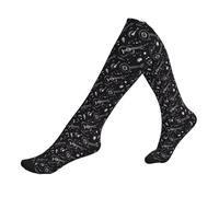 peiyeety Chaussettes de compression à imprimé guitare dessiné à la main pour femmes et hommes, 15-20 mmHg, pour infirmières, voyages, course à pied, sport, bas de compression
