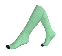 peiyeety Chaussettes de compression cyan à motif quadrillé dessiné à la main pour femmes et hommes, 15-20 mmHg, pour infirmières, voyages, course à pied, sport, bas de compression