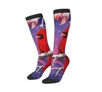 peiyeety Chaussettes humoristiques avec un cardinal rouge perché sur des branches enneigées, douces et respirantes pour hommes et femmes, 1 paire noire