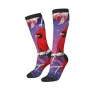 peiyeety Chaussettes humoristiques avec un cardinal rouge perché sur des branches enneigées, douces et respirantes pour hommes et femmes, 1 paire noire