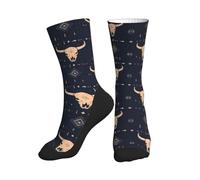 peiyeety Chaussettes vintage à imprimé tête de mort et taureau pour femmes et hommes, chaussettes fantaisie amusantes et uniques pour filles et garçons